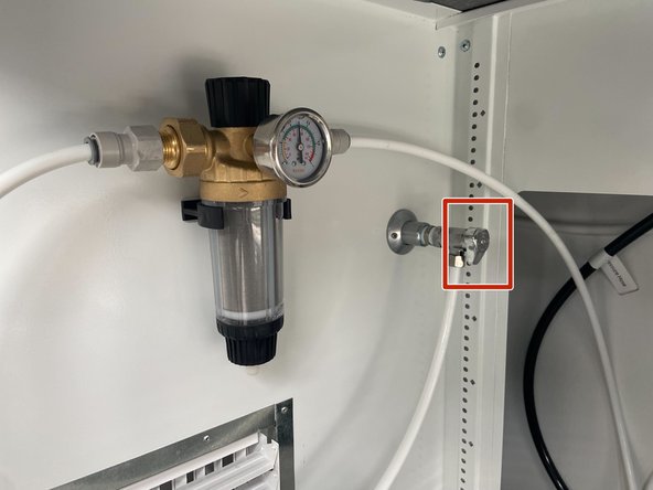 Check that the water supply is on in the cabinet under the Wazer