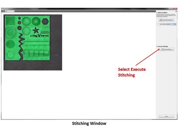 This will bring you to the stitching window. Here you need to select execute stitching (See the second figure)