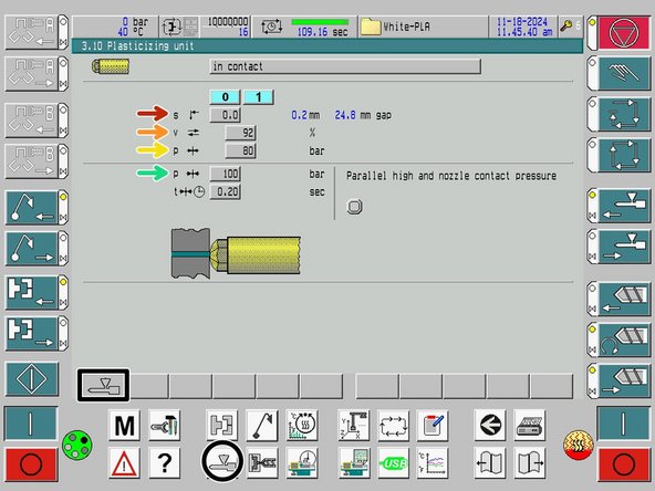 Set-up Nozzle Front Limit:  zeroed while in set-up mode.