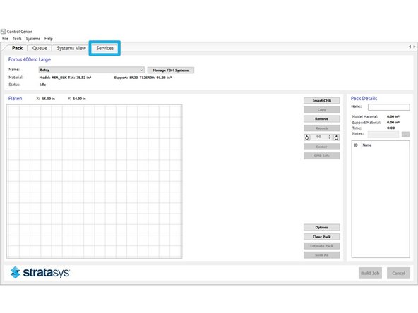 To view the printer's job history, go to the Services tab and select System History