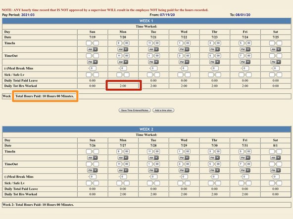 Clocking in and out at the time clock terminals in the lab adds a work period to this time sheet
