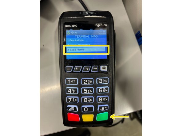 Scroll down to select the E2EE Identity option and press the green button.