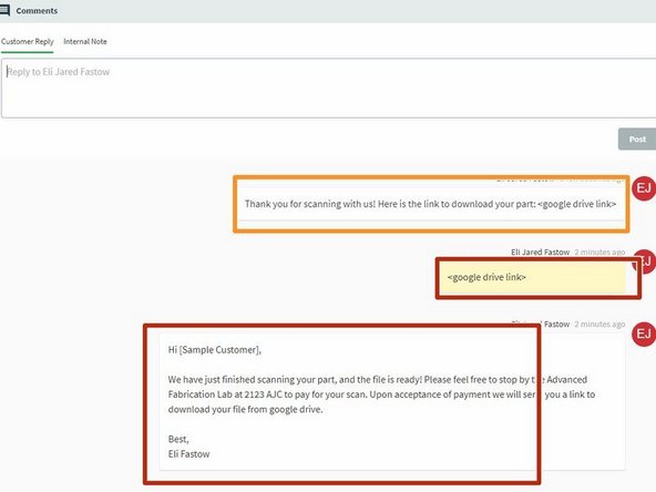 Do not just send a client a completed scan file