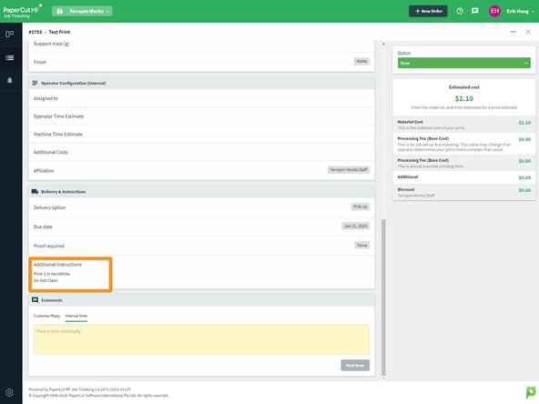 Check the &quot;Additional Instructions&quot; section for information regarding the request