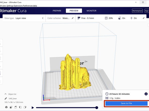 Click on the Save to File button if the print matches expectations