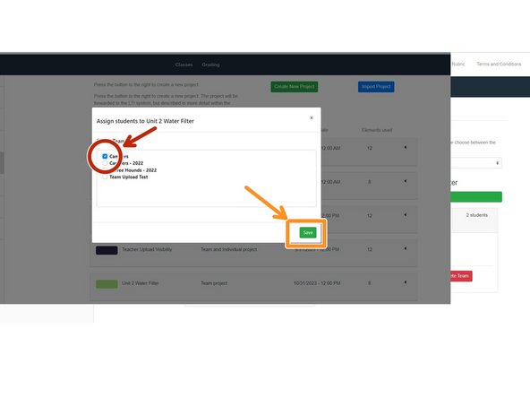 Select &quot;Campers&quot; under Select Teams  to assign to project