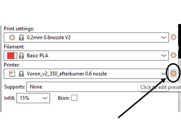 With the 0.6mm nozzle profile selected, click on the gear icon to the right