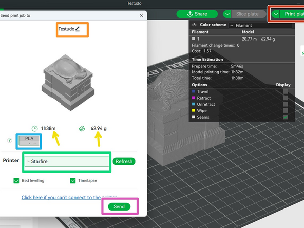 Once hitting the print plate button, the popup on the left should appear