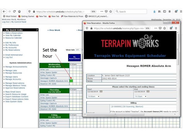 Now you should see a list of equipment which includes 3D scanning equipment such as Artec Sprider, Hexagon Arm, and Keyence (see the third figure)