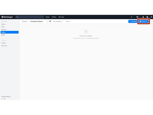 Click on &quot;Import STL&quot; to add the STL to the current folder