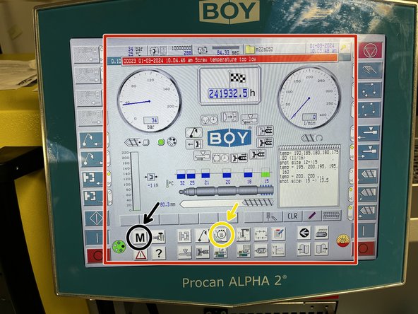 When the machine is on you will see the main display screen.