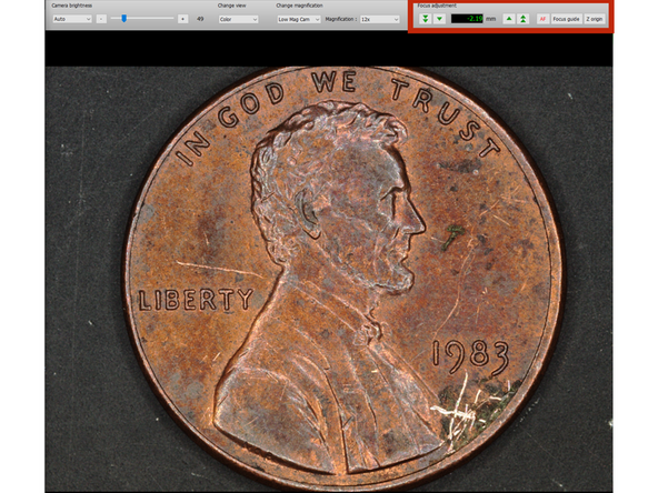 When a new sample is placed on the stage, the focus needs to be adjusted