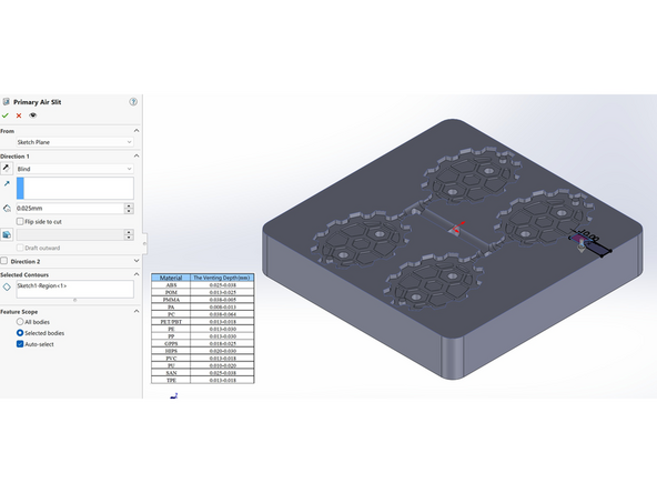Extrude cut the Secondary Slit by 0.5mm