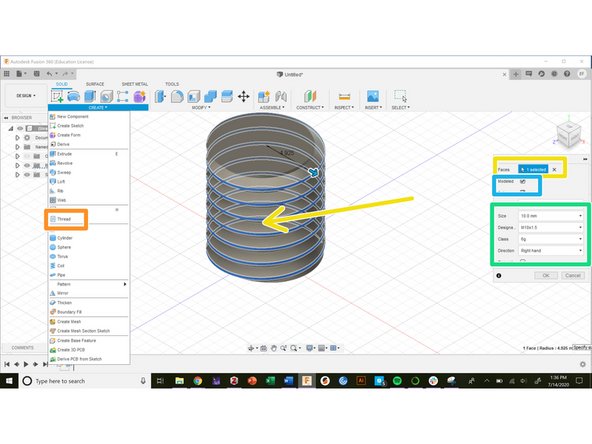 This example starts with a cylinder made by extruding a circle 10 mm in diameter