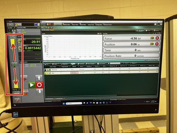 Use the speed slider to move the jaws of the machine up and down.