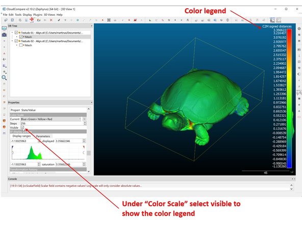 To show the color legend select visible under Color Scale as shown in the third figure