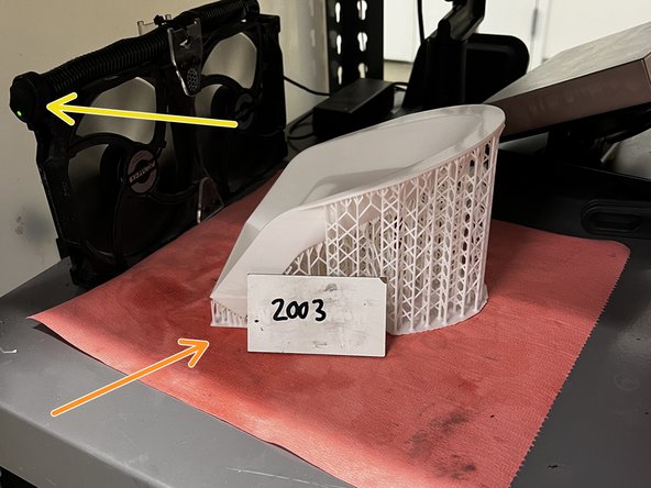 Place the model on the drying shelf with the tag nearby.