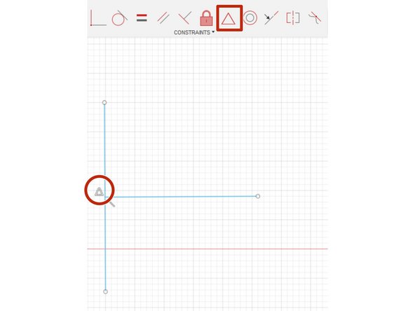 The midpoint and coincident constraints pin lines or curves together