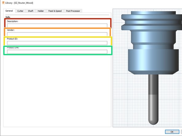 Tool description - ex. 1/2in Flat - Down Cut