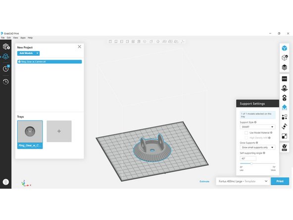 Change the model settings for each part in the project