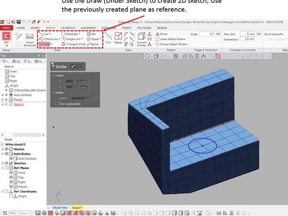 Use Add Plane feature (Under Model) to create a new plane where the new structure will be added