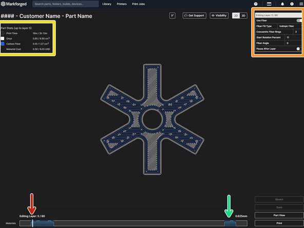 When you select a layer a new window will pop up that will give you settings for the fiber that are all completely editable