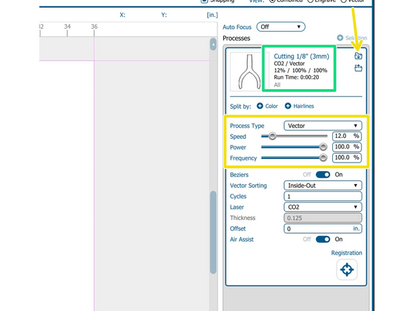 The dashboard is able to resize the shapes you have as well as position the shapes inside the laser cutter bed.