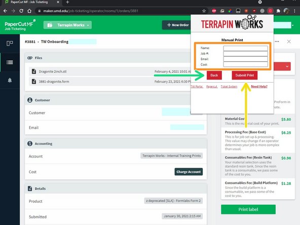 Click on the &quot;Manual Print&quot; button in the popup.