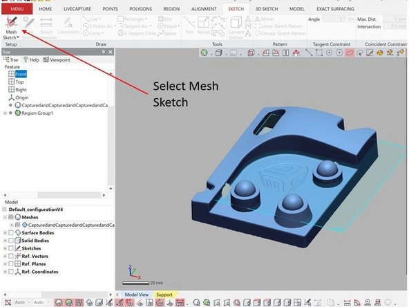 Mesh Sketch is used to create a cross section sketch of the scanned object