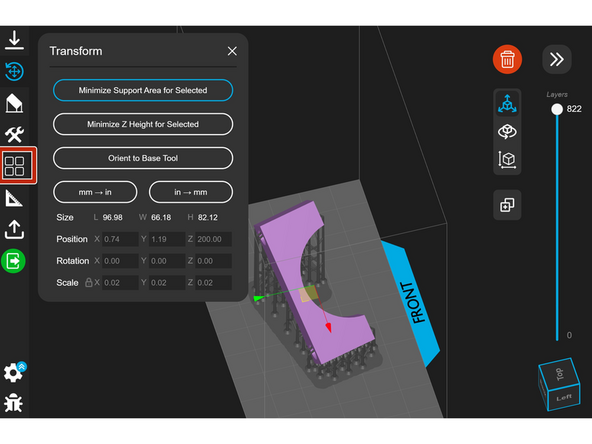 Selecting layout from the sidebar brings up options for nesting and arrays.