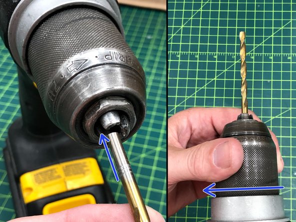 Rotate the chuck clockwise to loosen