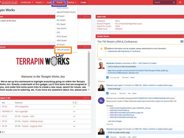 One of the most useful visualization tools in Jira are the Project Boards which have been setup for every labspace