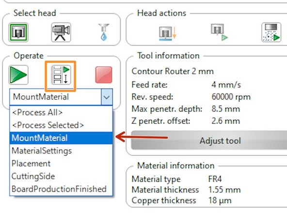 In Machine view, choose the MountMaterial phase.