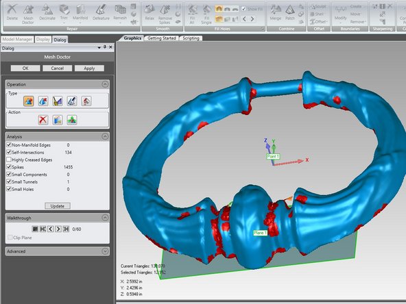 Select Polygons -&gt; Repair -&gt; Mesh Doctor to analyze the entire mesh for issues. Click Apply and then Ok to automatically fix these issues