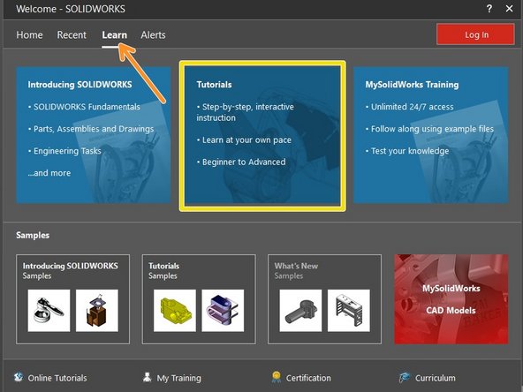 This should open the Welcome to SOLIDWORKS window