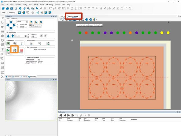 You can see where your board will be routed on the FR4 under Machining view
