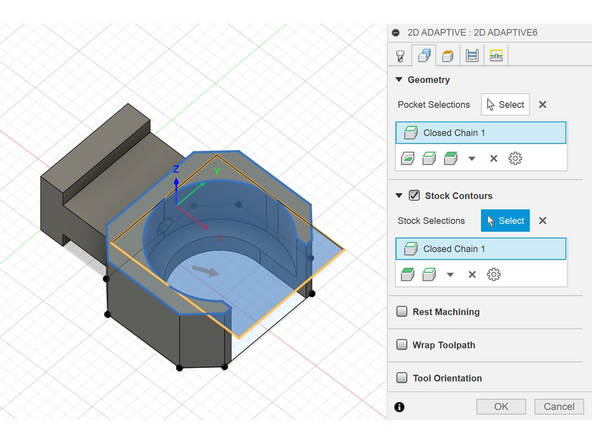 Select the top edge of the holder for pocket selection.