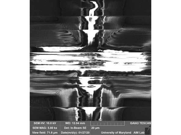 Backscatter electron (BSE) trajectories are deviated less than secondary electrons by a surface charge, so this imaging mode is not vulnerable to charging aberrations