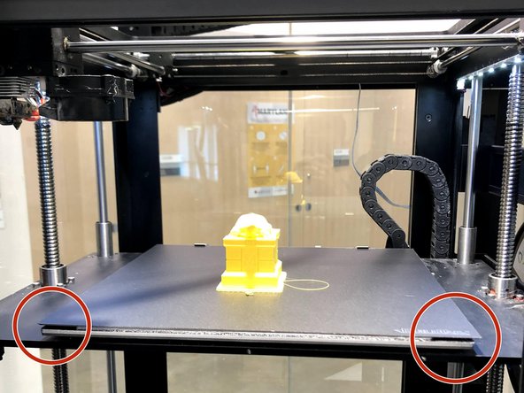 The build plate can be hot directly after a print has finished so wear heat gloves if necessary