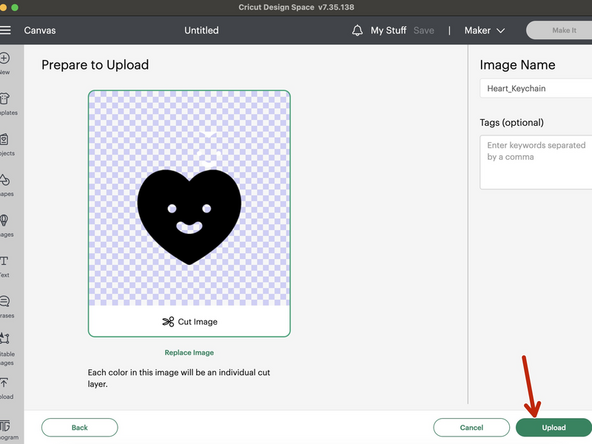 Select Upload to start adding our svg