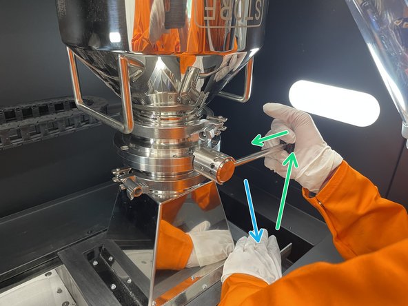 If a powder cloud is visible, allow more time for settling