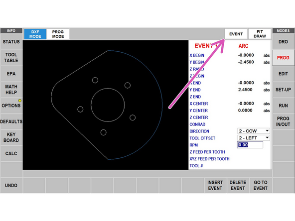 MILL: Converts a straight line into a straight path from the start of the line to the end. Select the end of the line that you want it to start from.