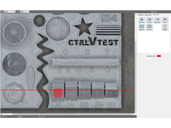 Specifies a cross line of the planes estimated from the stereoscopic shape in the specified area