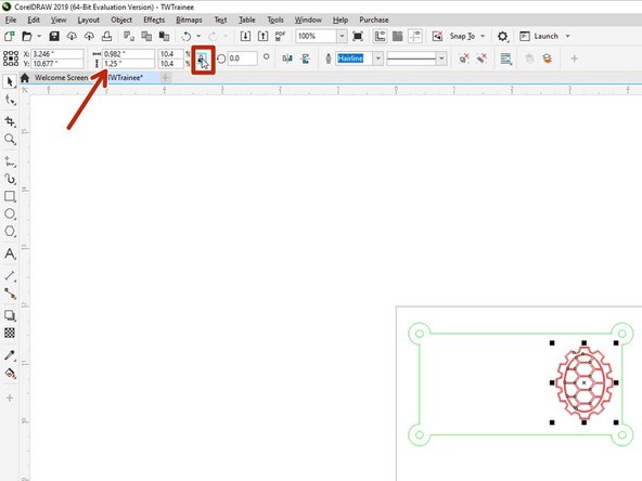 Lock ratio and set height to 1.25&quot;