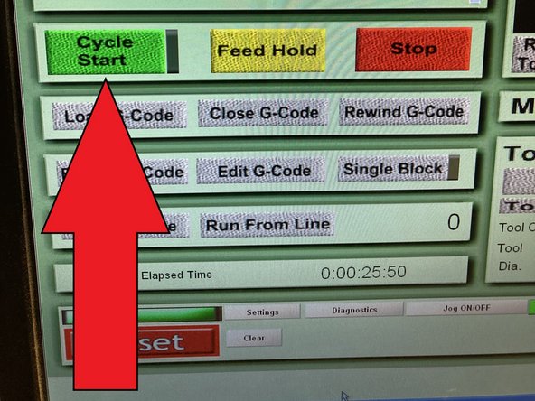 Monitor the operation the whole time and if anything goes wrong, immediate click &quot;stop&quot; or in worse case hit the red E-stop on the back of the ez router. Once your op is completed, move the spindle to the back corner exposing the router table with your routed piece on top. Remove your finished piece and vacuum the entire router ROOM