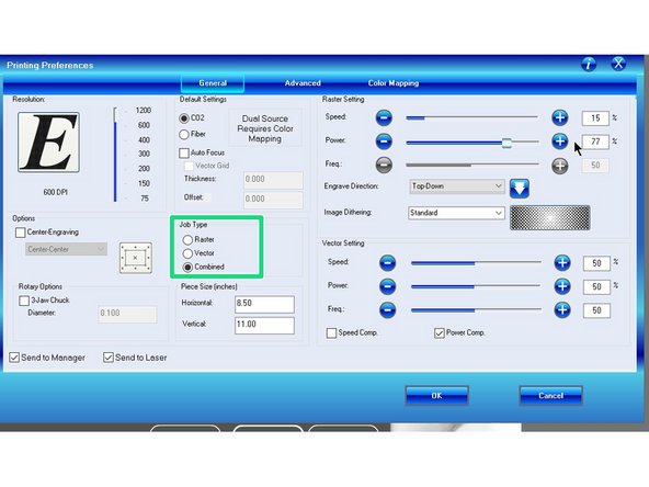 The higher the Dpi the better the resolution. This will also affect the print time. 600 Dpi is usually a good compromise
