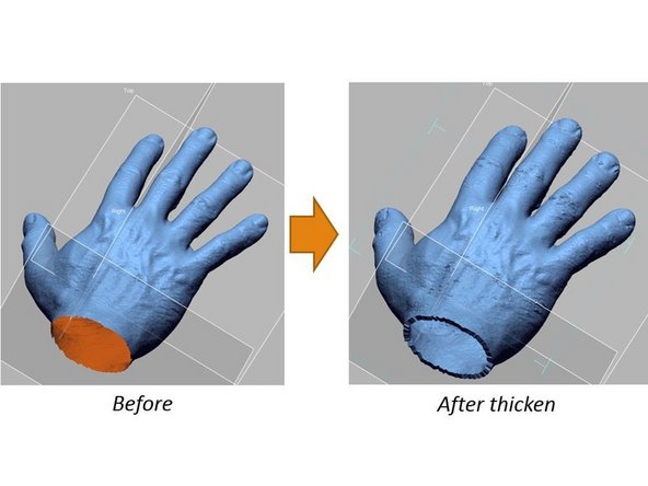 Chose the thicken direction and the thickness