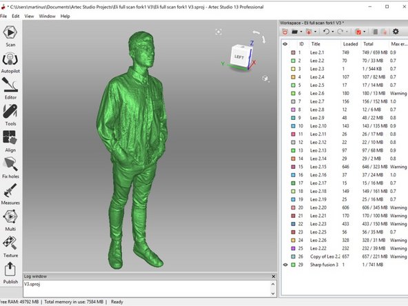 This can be fixed by running scan result alignment as explain in step 6 - 9 and rerun the Fusion