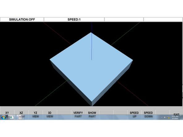 To verify that the path will actually cut the desired shape you can choose VERIFY PART which will bring up a 3D shape to view the path and what is cut out. (Can be seen in 3rd image). You may select MAKE PART to view the 3d shape and DEFINE STOCK to bring up a dialog to define the size of your stock for a correct reference.