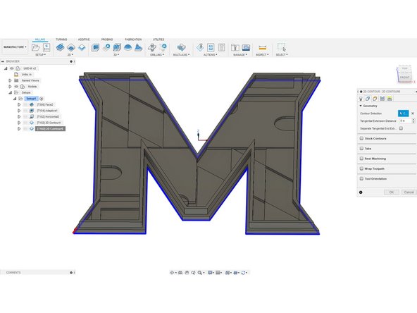 For the final operation we will be using a 2D contour to remove the part from the stock.